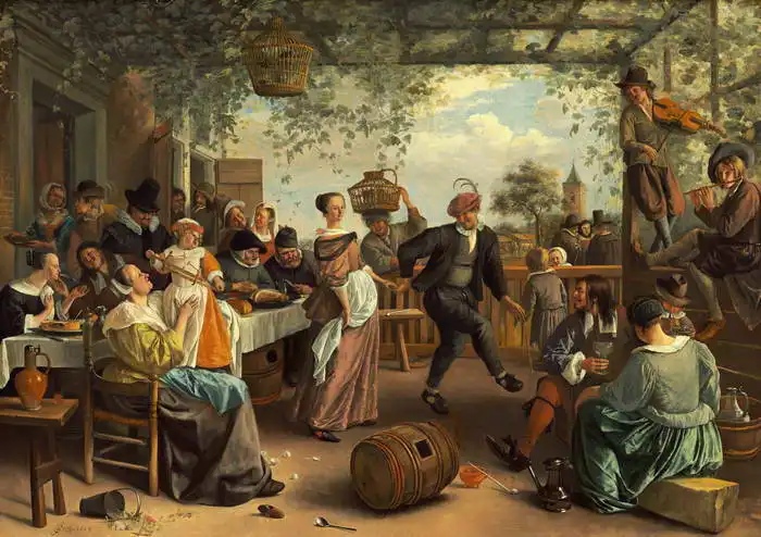 Steen, Jan Havicksz: Dancing couple at celebration