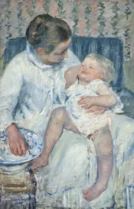 Cassatt, M. S.: Mother bathing baby