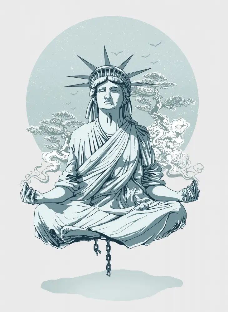 Lawless, Adam: statua della libertà in meditazione