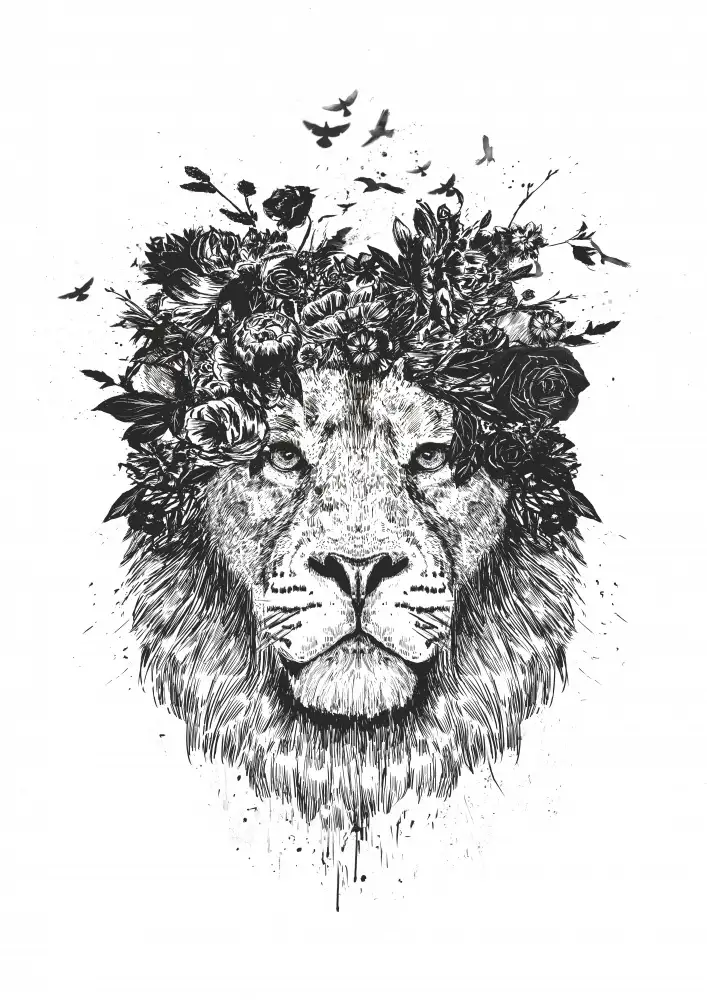 Solti, Balazs: Floral lion (bw)