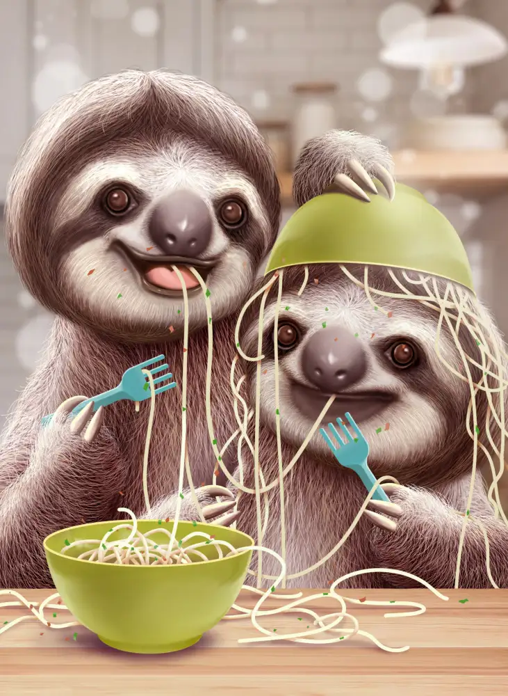 Lawless, Adam: YOUNG SLOTH EATING SPAGETTI