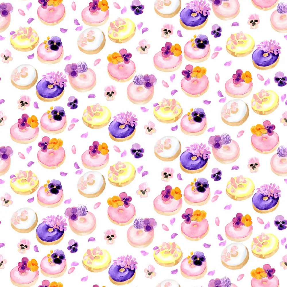 Blursbyai, Laiz Rosana: Florales Aquarell-Donuts-Muster