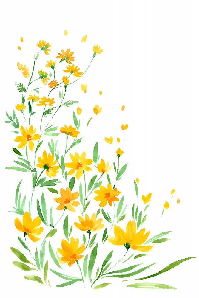 Blursbyai, Laiz Rosana: Fleurs sauvages aquarelles jaunes