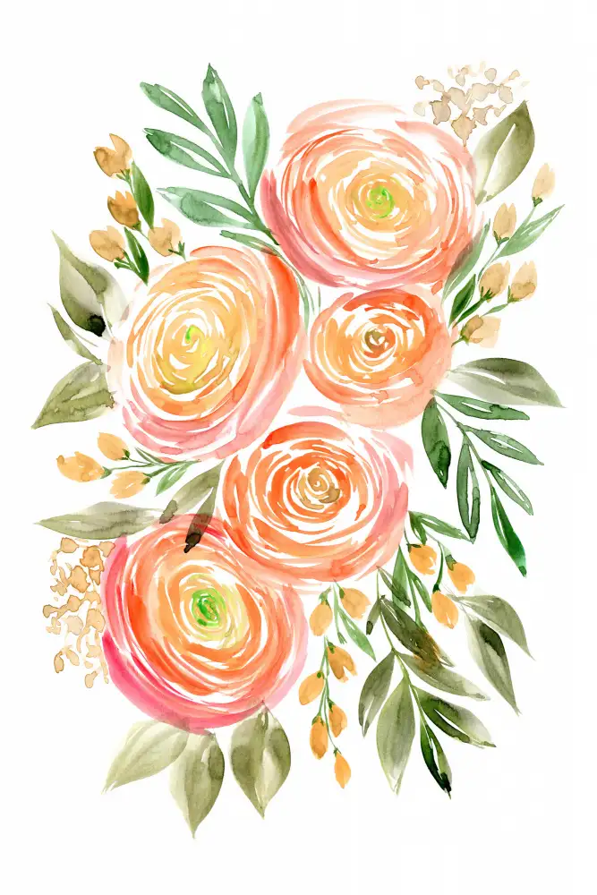 Blursbyai, Laiz Rosana: Begonien-Ranunkel-Bouquet in Koralle