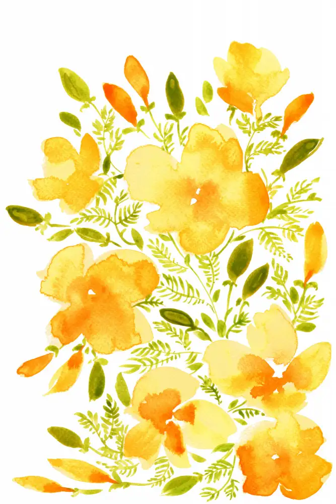 Blursbyai, Laiz Rosana: Aquarelle coquelicots de Californie quad 1