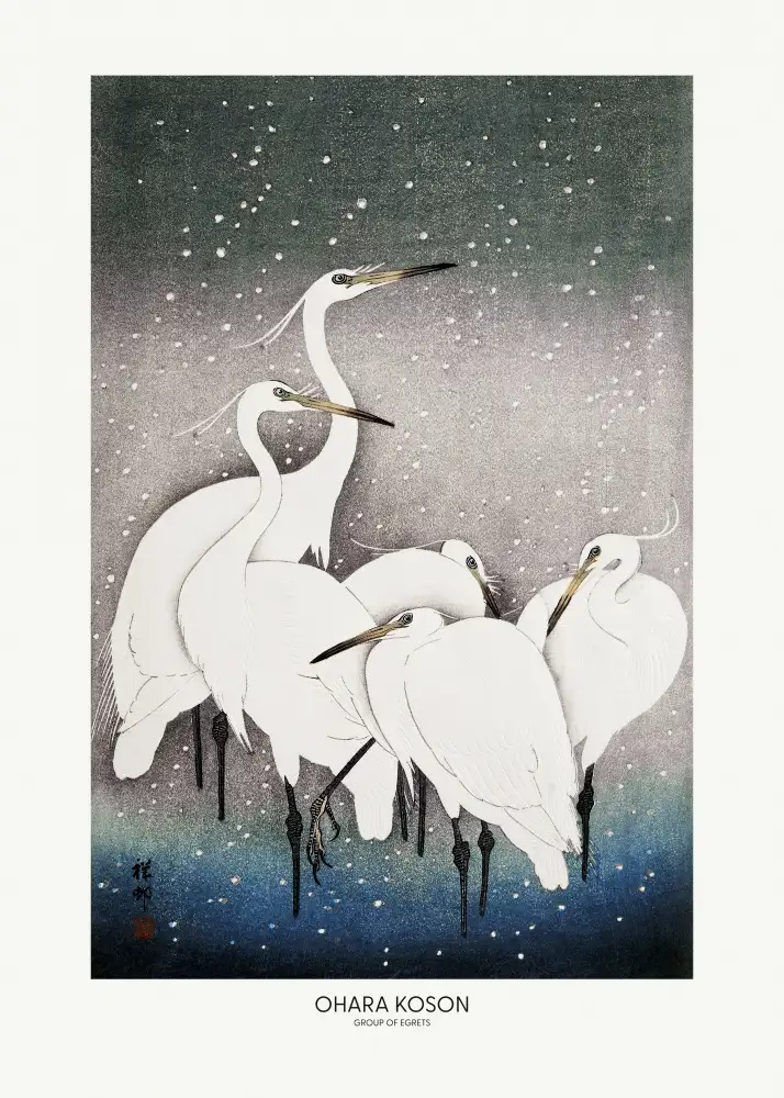 Koson, Ohara: Group Of Egrets