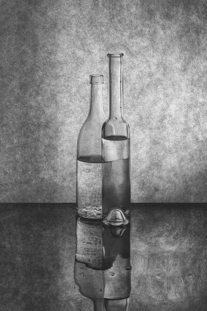 Barkow, Brig: Black and white still life with glass utensils