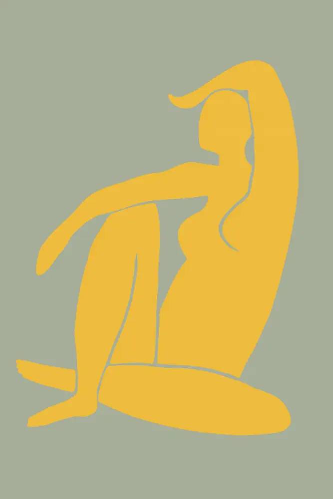 Studio, Pictufy: Figura Estilo Matisse Verde Y Amarillo