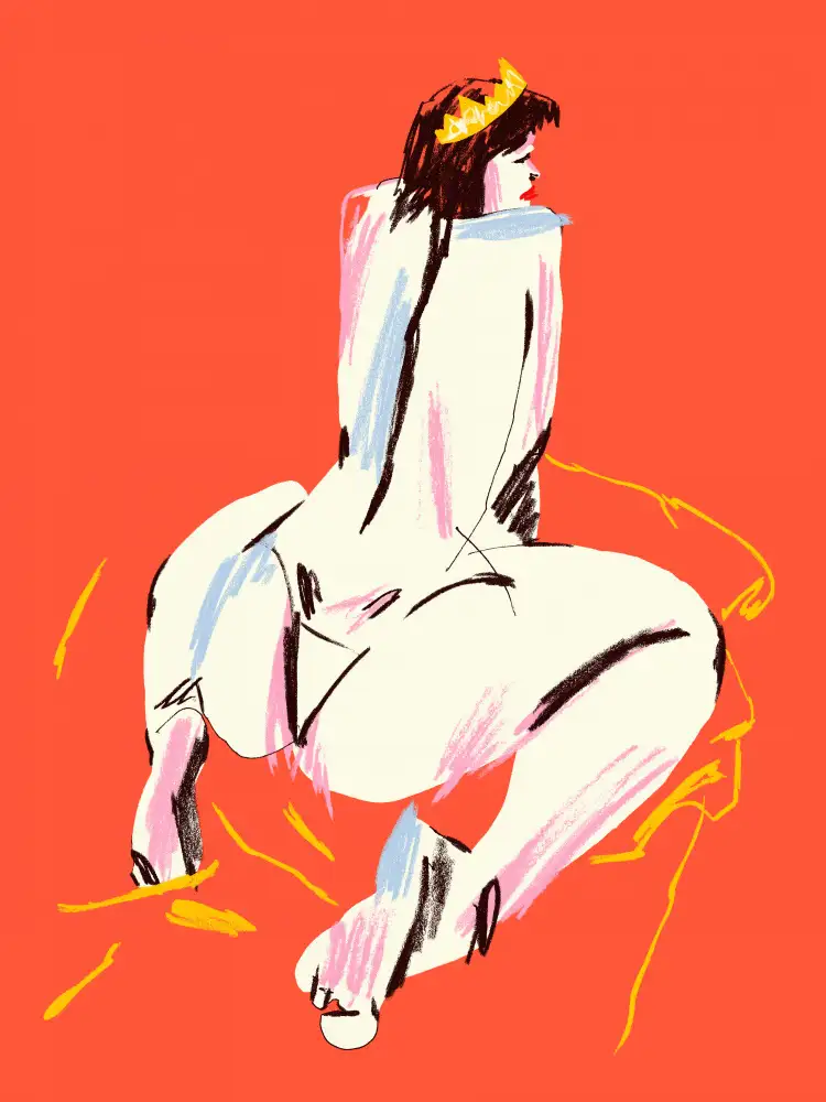 Gulina, Francesco: Female Nude Back View Orange