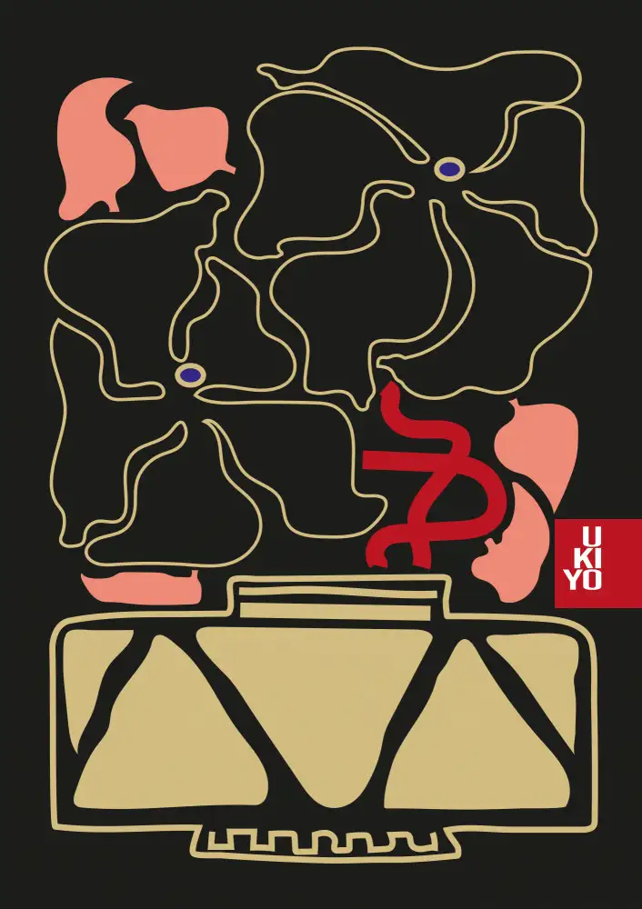 Collett, Frances: Ukiyo Vase Flower Outline
