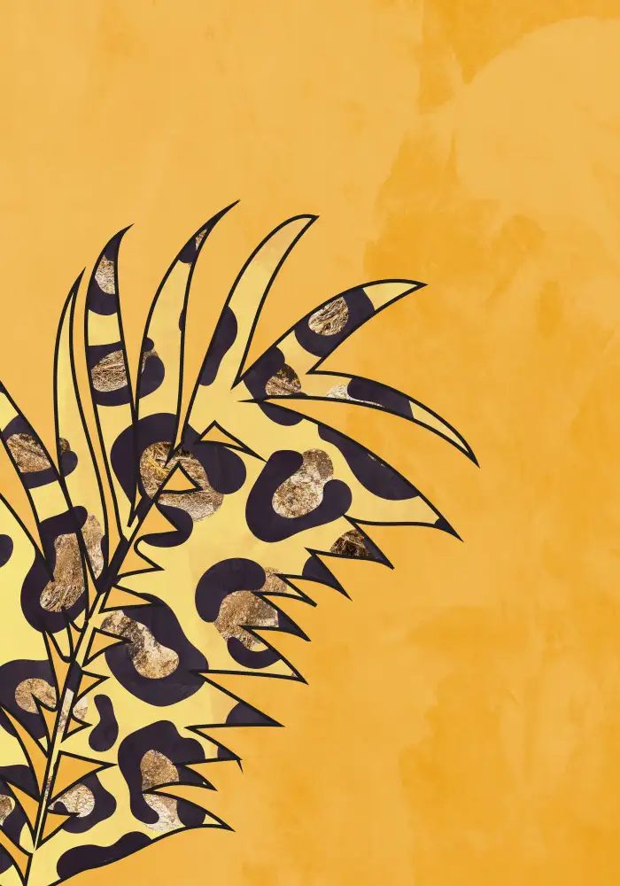 Manovski, Sarah: Yellow leopard print palm leaf