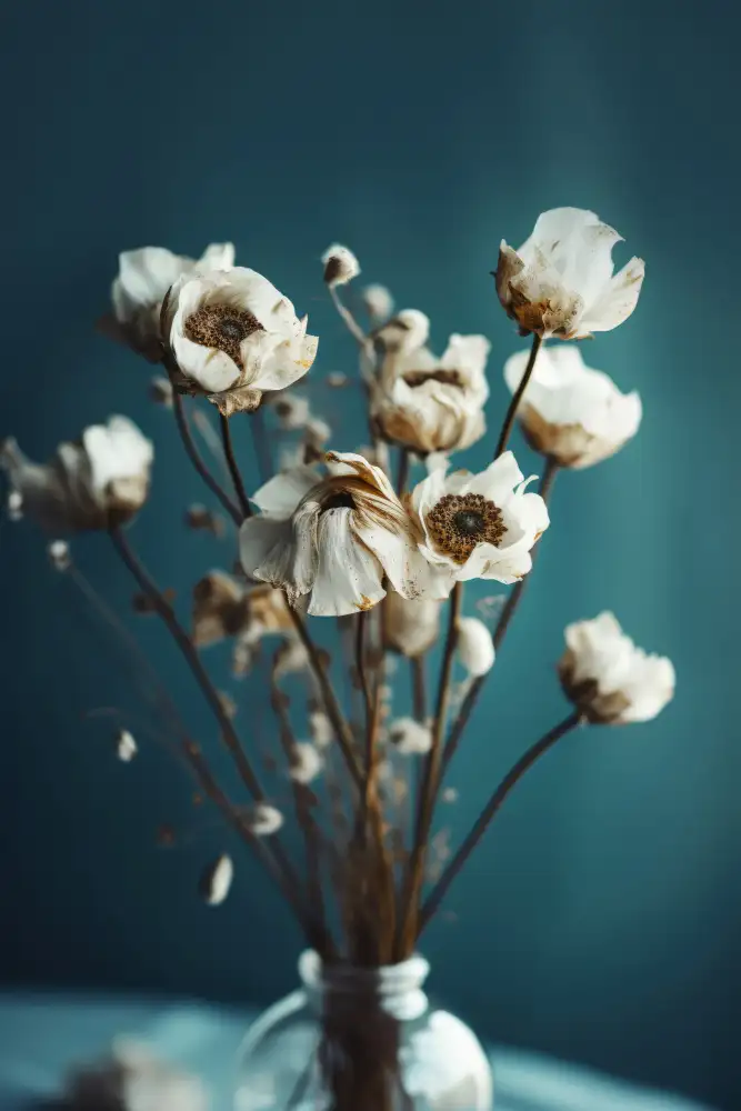 Treechild: Fleurs Blanches Sur Fond Turquoise