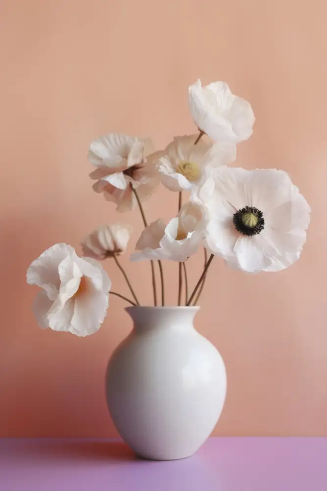Treechild: Coquelicot Blanc Dans Un Vase Blanc