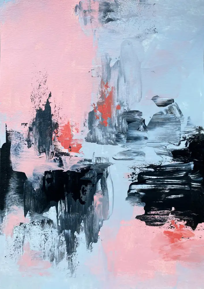 Storms, Alyson: Růžová a šedá Abstrakt 2