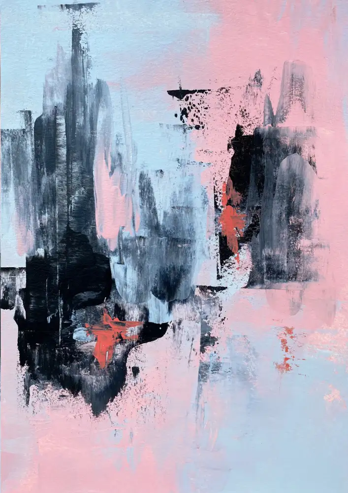 Storms, Alyson: Pink and Grey Abstract 3