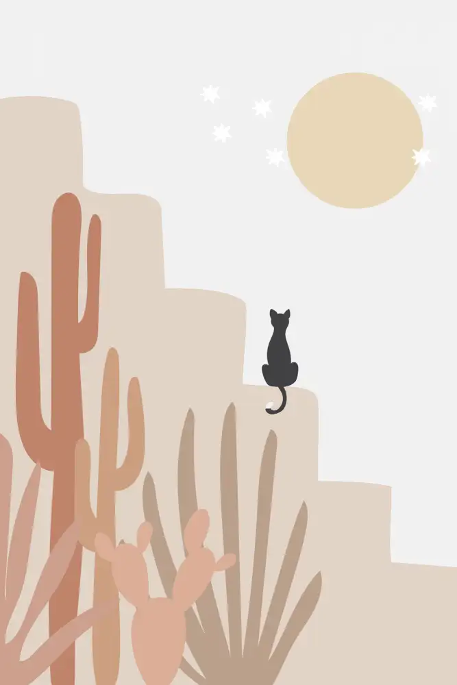 Prints, Art Melloi: Gato con cactus