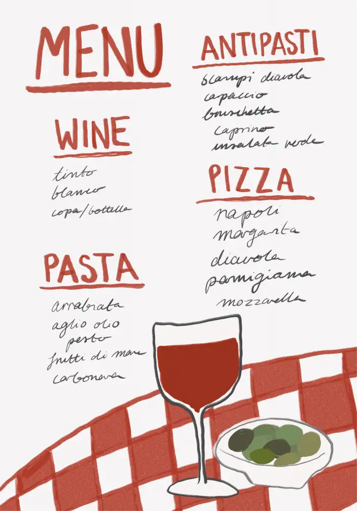 Fritsch, Athene: Menu italien