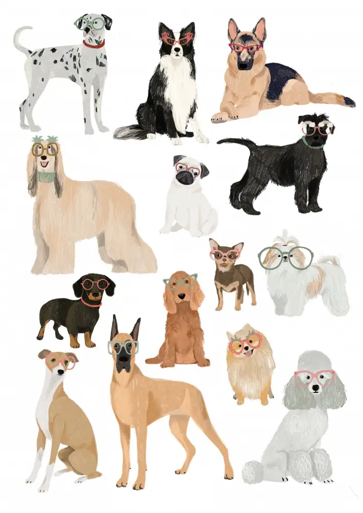 Melin, Hanna: Dogs in glasses Print