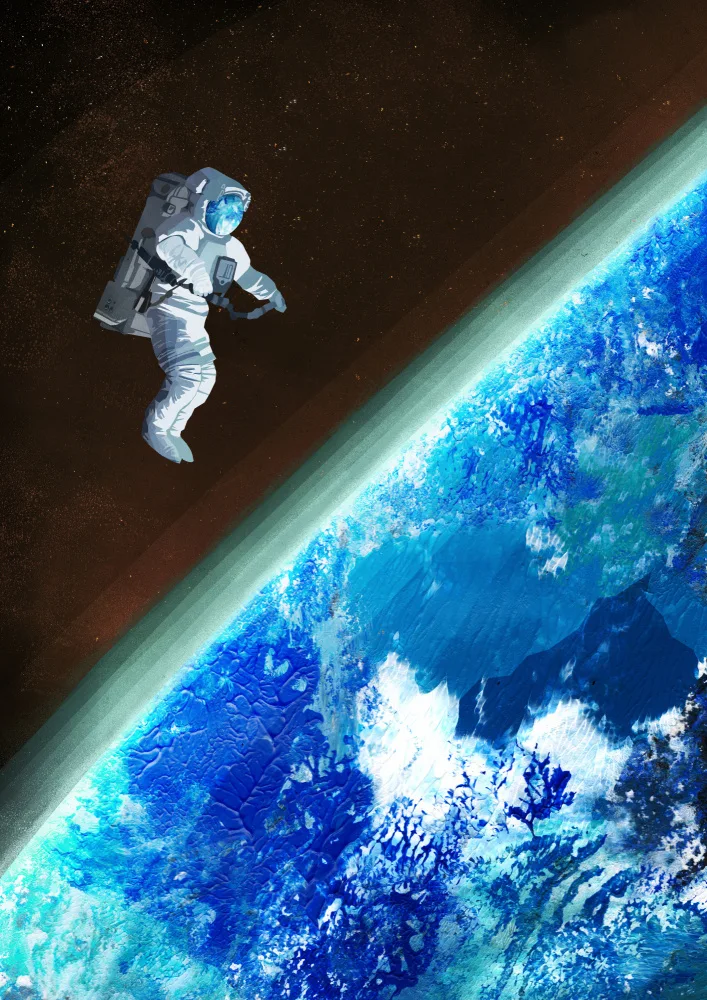 Blauw, Goed: Weltraumspaziergang
