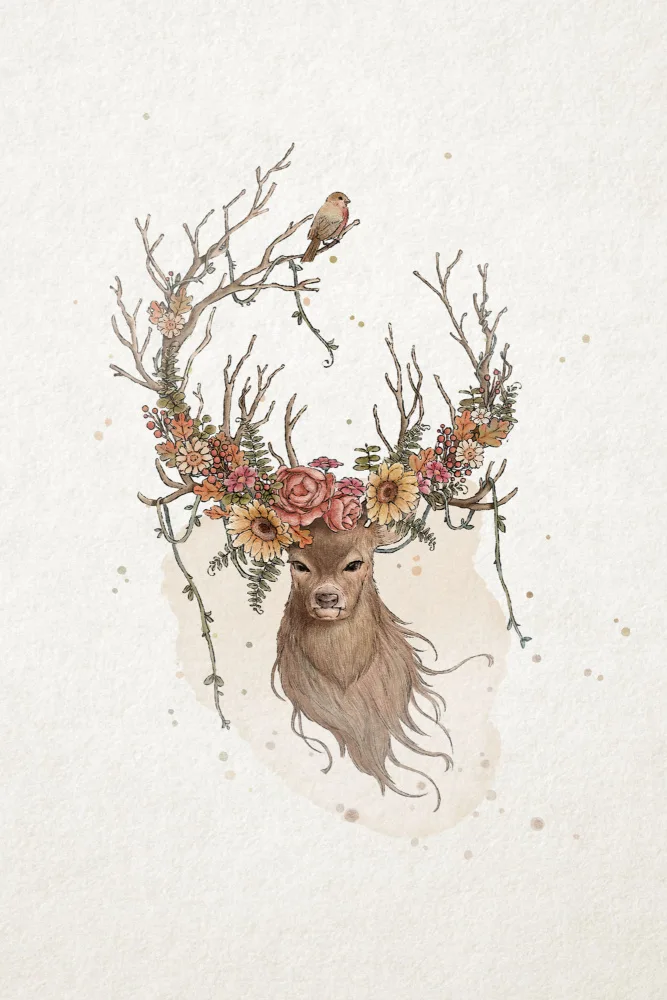 Thai, Xuan: Deer and flowers