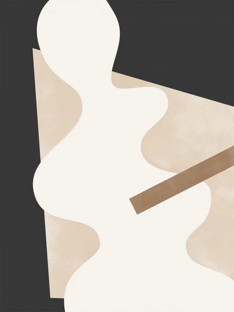 Ristova, Elena: Beige Graphic Curves Art