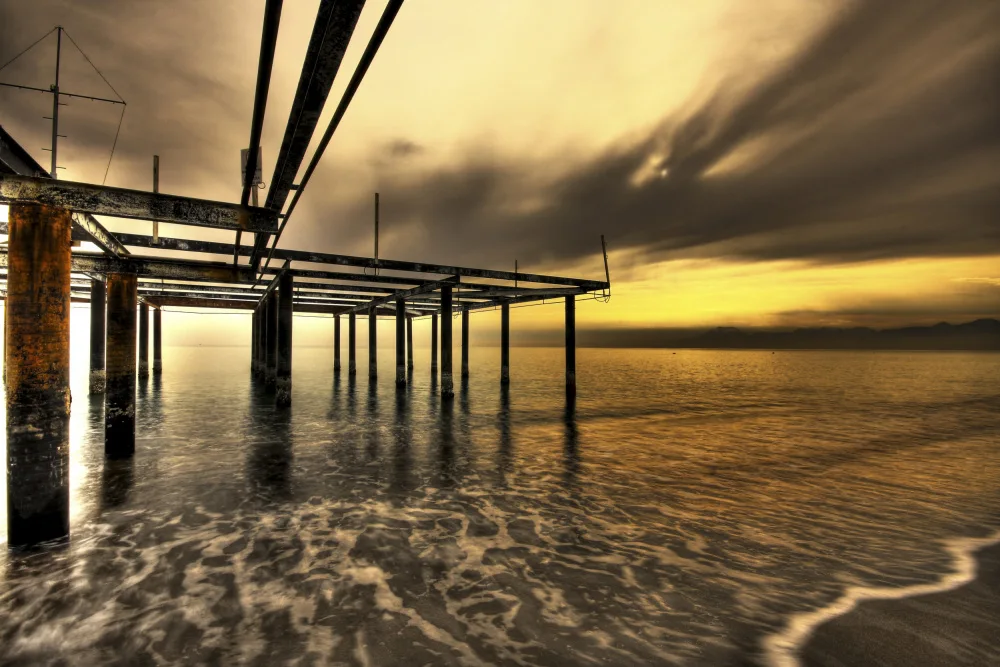 akyurt, engin: old pier and beautiful sunset