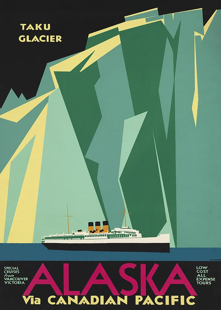 Posters, Travel Vintage: Alaska attraverso il Pacifico canadese. Ghiacciaio Taku - Nessun confine