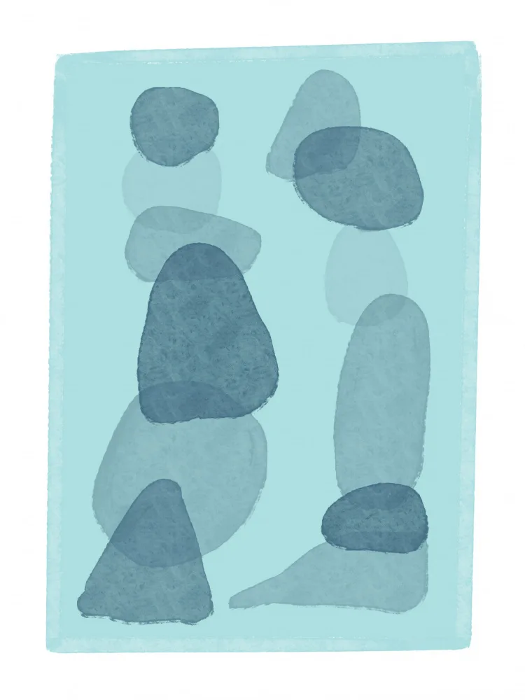 Bursic, Sharyn: watercolour spots blue abstract minimal modern art