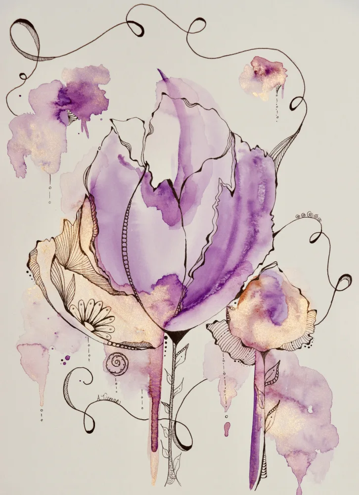 Tieman, Amy: Mandala Floral (gold & Lavender)