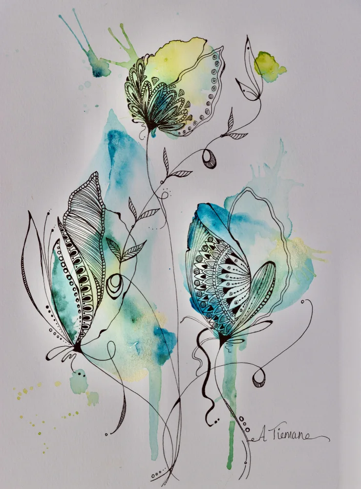 Tieman, Amy: Mandala Floral (green &blue)