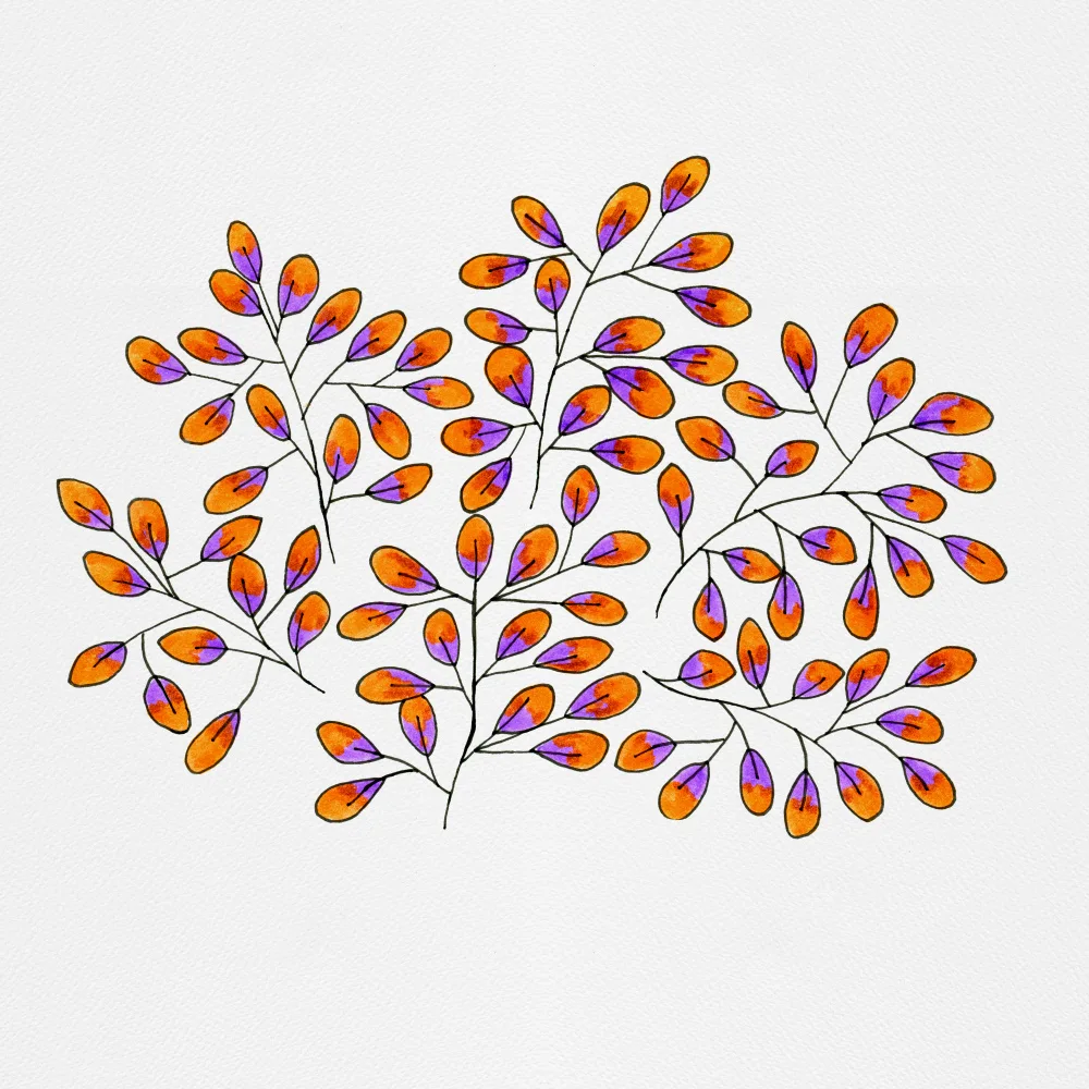 Channell, Michele: Leaf Sprig Lavender Orange