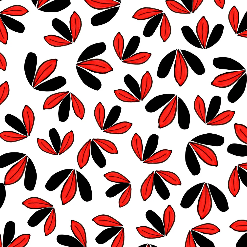 Channell, Michele: 3 Leaf Flowers Red Black