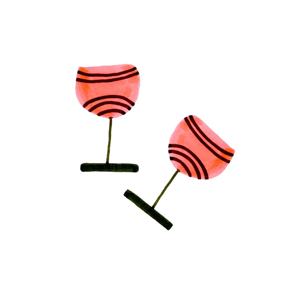 Channell, Michele: Wine Glasses Pair Coral