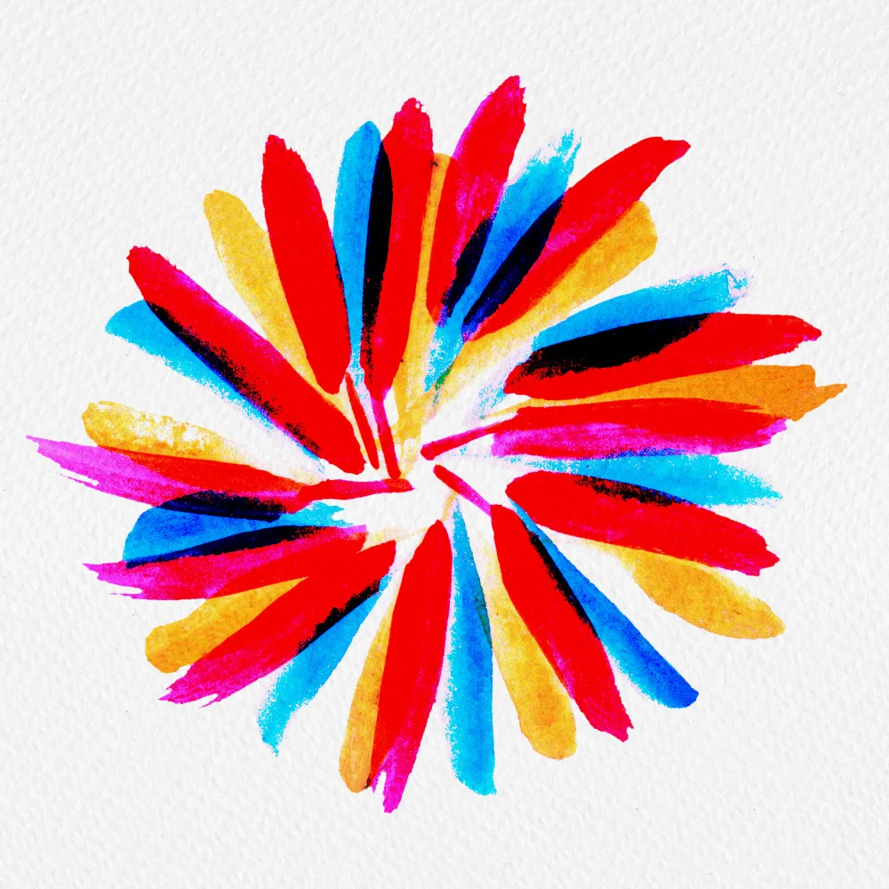 Channell, Michele: Flower Twirl Blue Green Red Yellow