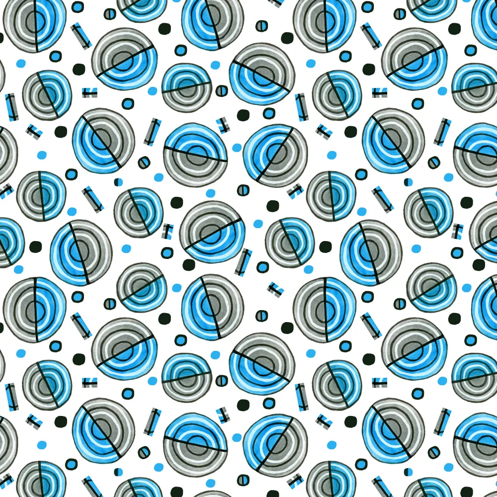 Channell, Michele: Cercles à gogo Bleu Gris Géométrique
