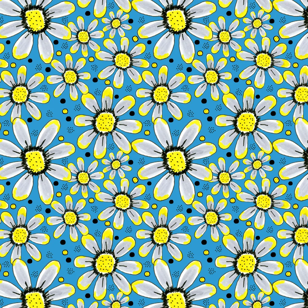 Channell, Michele: Jardin De Fleurs Cool Jaune Gris Sur Bleu