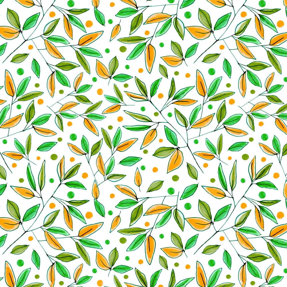 Channell, Michele: Floral Branches Orange Olive