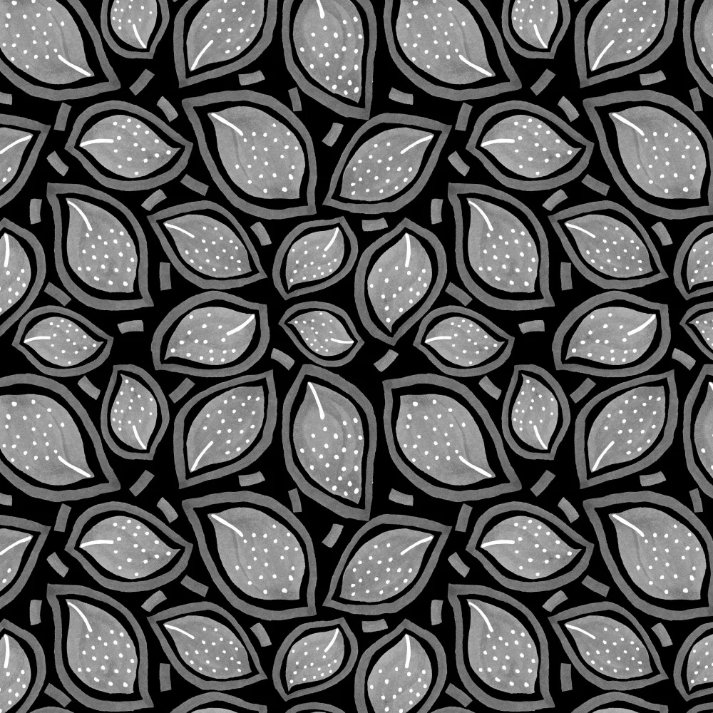 Channell, Michele: Scattered Leaves Polka Dot Gray On Black