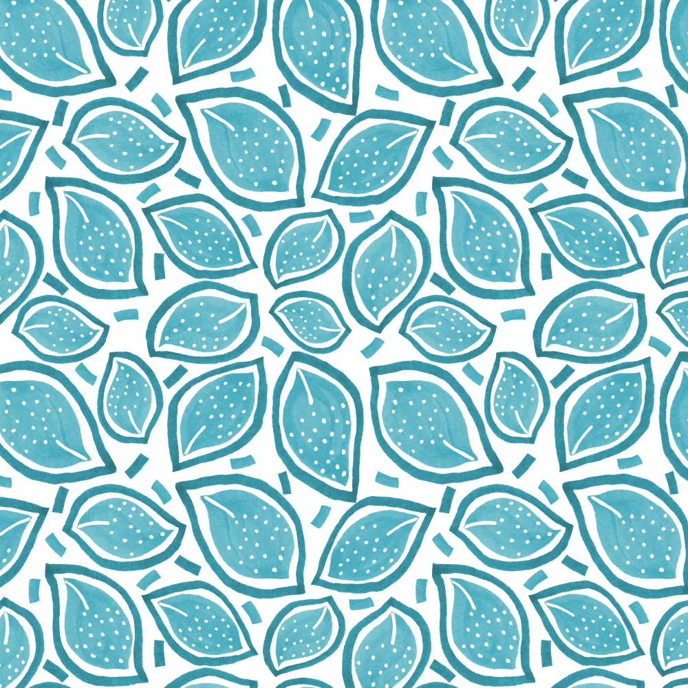 Channell, Michele: Turquoise Scattered Leaves Polka Dot