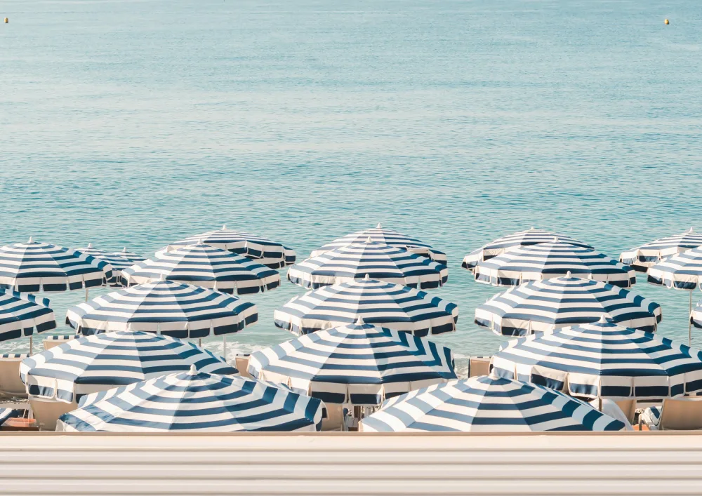 Art, Digital Grace: Striped Beach Umbrellas