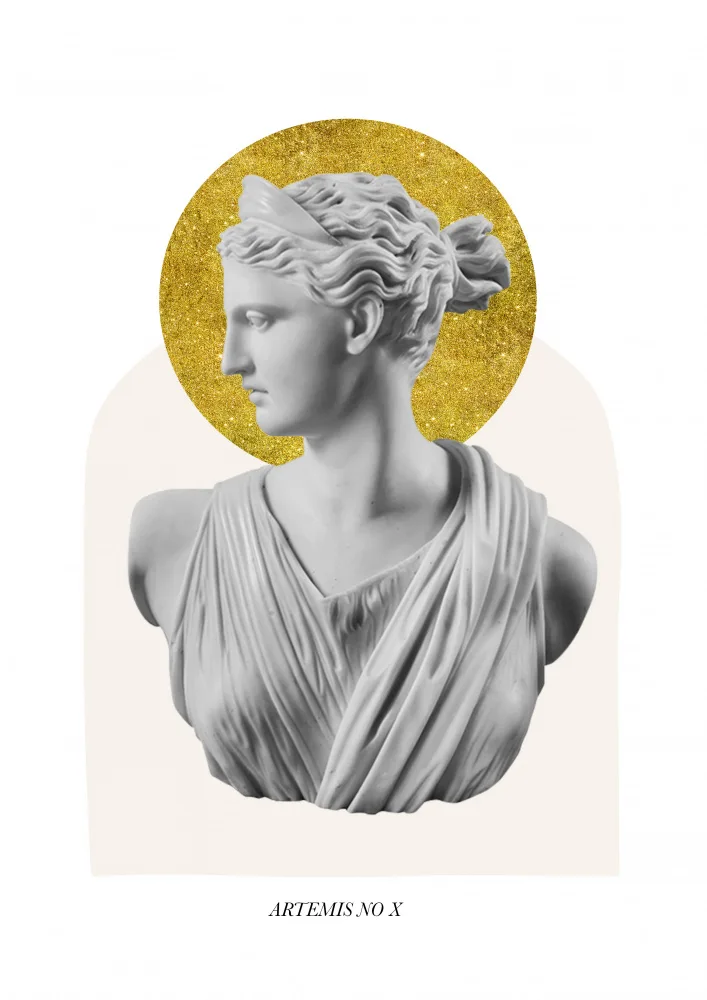Art, Digital Grace: Gold Artemis Goddess