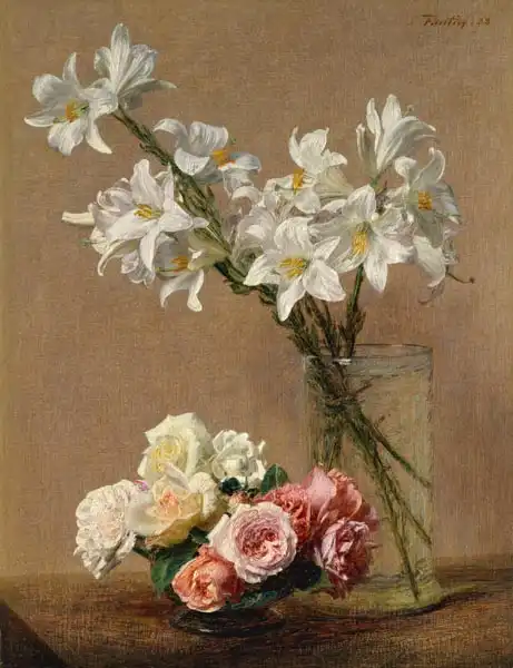 Fantin-Latour, Jean: Roses and Lilies