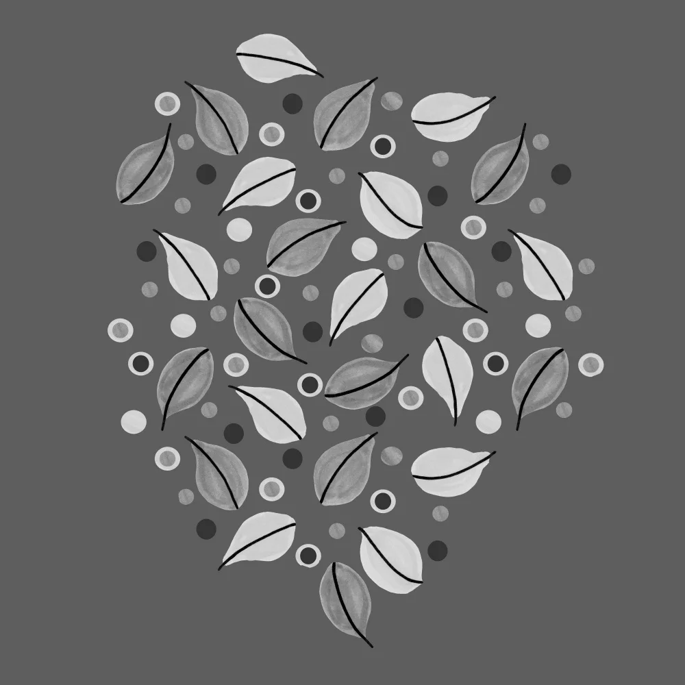 Channell, Michele: Black and White Fallen Leaves On Gray