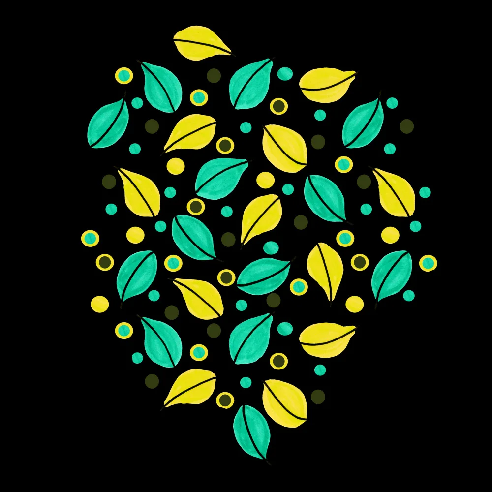 Channell, Michele: Fallen Leaves Green Yellow On Black