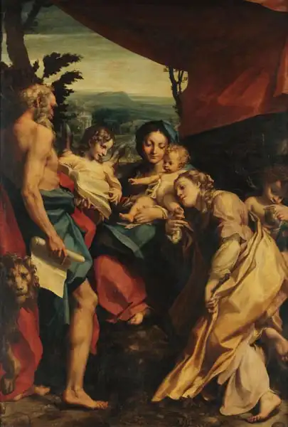 Correggio,: Madonna and Child with St. Jerome and Magdalene, known as Madonna of St. Jerome or Il giorno,