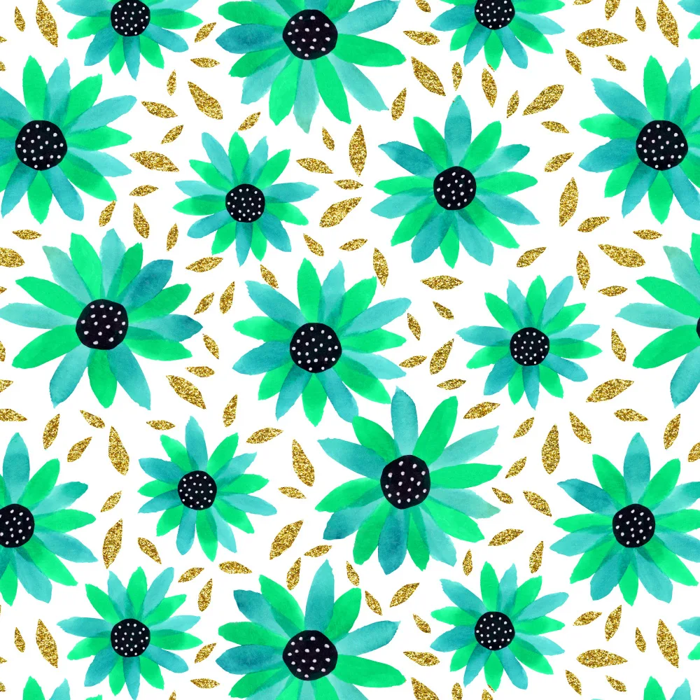 Channell, Michele: Gold Glitter Turquoise Mint Polka Dot Center