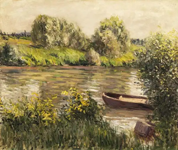 Caillebotte, Gustave: Barque près de la rive, effet dautomne