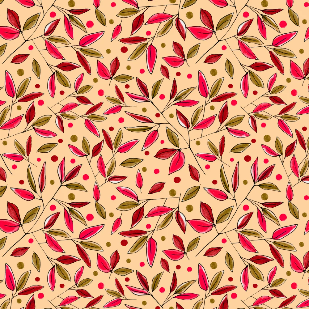 Channell, Michele: Branches Florales Brun Magenta Sur Citrouille
