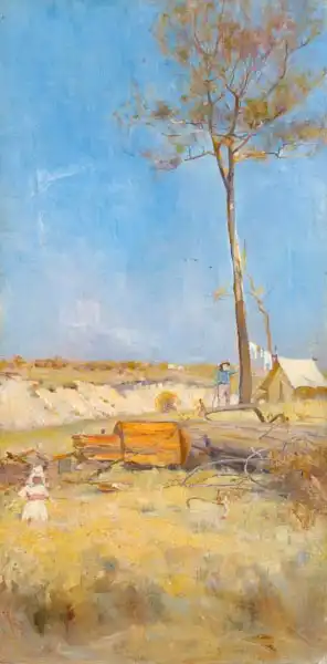 Conder, Charles: Under a southern sun (Timber splitters camp)