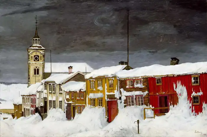 Sohlberg, Harald: Street in Røros (winter)